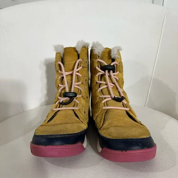 Sorel Tan and Pink Boots with Faux Fur Lining