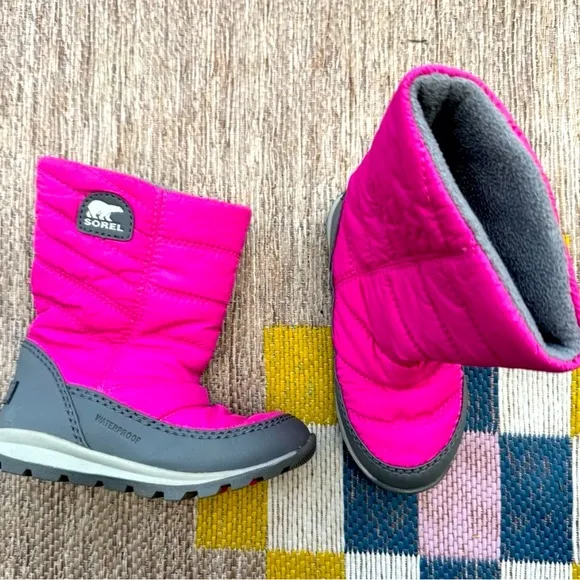 SOREL Toddler/Girl/Youth 8 Whitney Quarry Snow Boots Pink Fuchsia Waterproof
