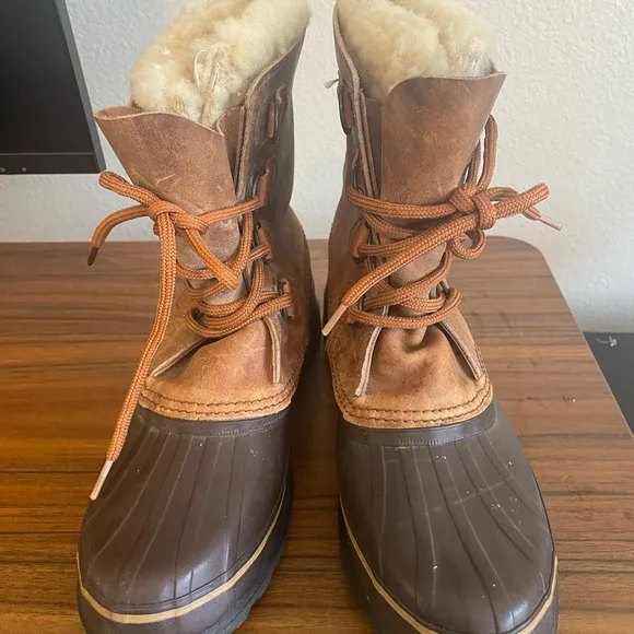 Sorel VTG Alpine Boots Men’s Sz 11 Brown Leather Fleece Lined Winter Worn ONCE!
