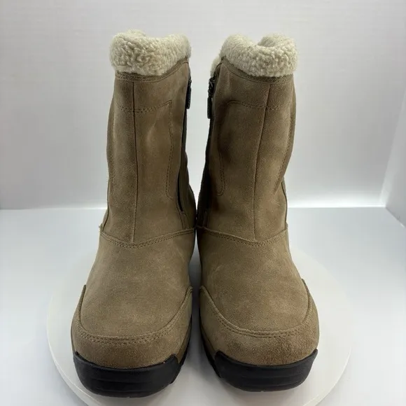Sorel Women Size 8 Waterfall Winter Snow Boots Tan Suede Fleece Lined