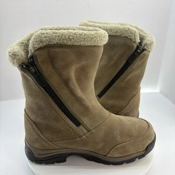 Sorel Women Size 8 Waterfall Winter Snow Boots Tan Suede Fleece Lined