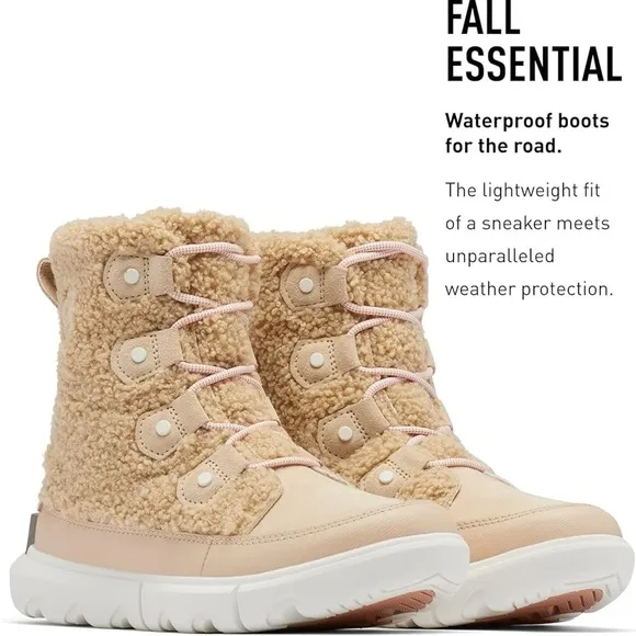 Sorel Women's Lace Up Boots in Tan and Cream
