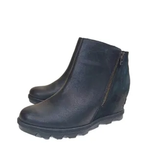 Sorel Zip Wedge Boots Womens 11 Black Suede   Leather Joan of Arctic II Booties