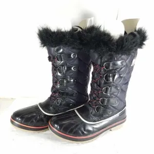 Sorel Women's Tofino Cate US8,5 Black Waterproof Quilted Faux Fur Winter Boots