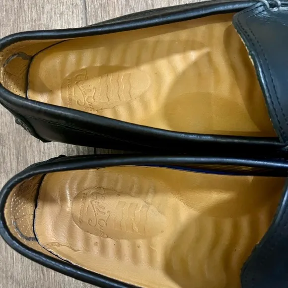 Sperry Black Leather Slip-On Loafers with Contrast Stitching 9.5
