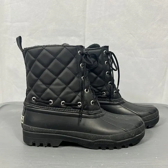Sperry Black Quilted Gosling Duck Boots.