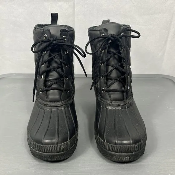 Sperry Black Quilted Gosling Duck Boots.