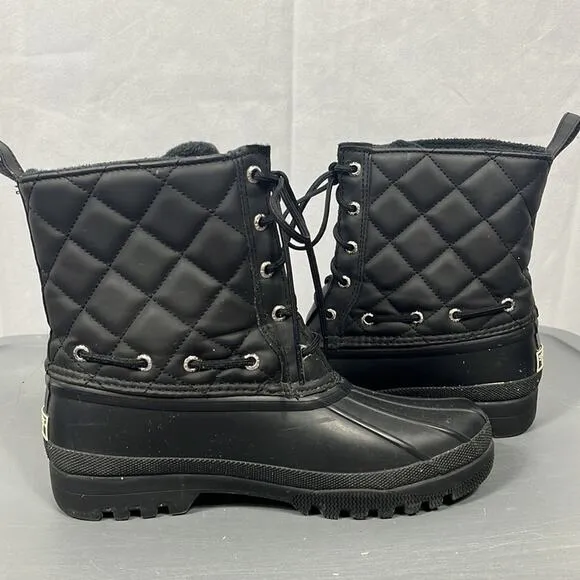 Sperry Black Quilted Gosling Duck Boots.