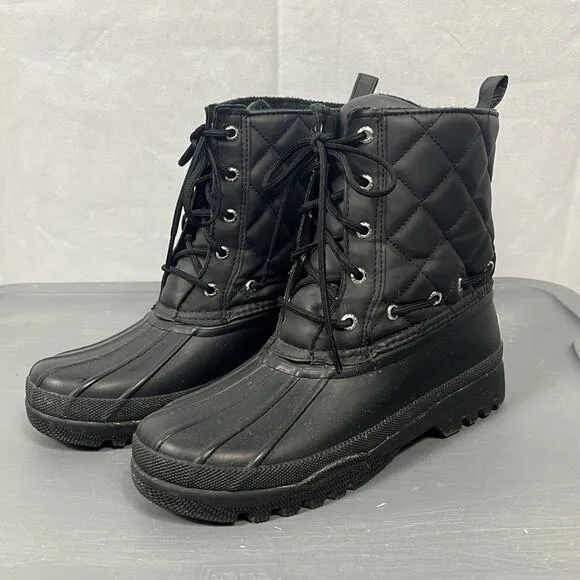 Sperry Black Quilted Gosling Duck Boots.