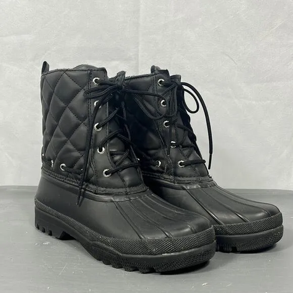 Sperry Black Quilted Gosling Duck Boots.