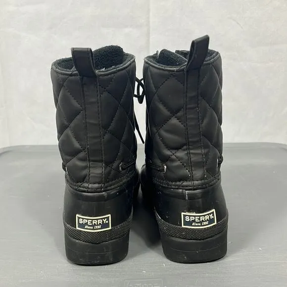 Sperry Black Quilted Gosling Duck Boots.
