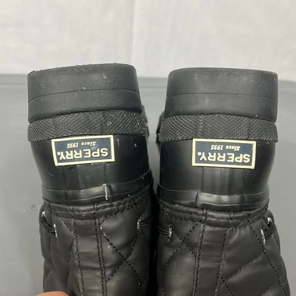 Sperry Black Quilted Gosling Duck Boots.