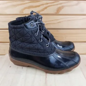 Sperry Duck Rain Boots Women's 7M Black Syren Gulf Quilted Waterproof STS85251