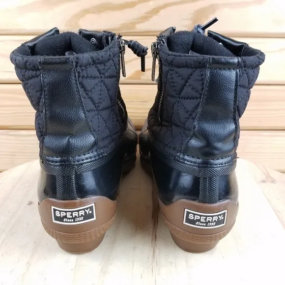 Sperry Duck Rain Boots Women's 7M Black Syren Gulf Quilted Waterproof STS85251