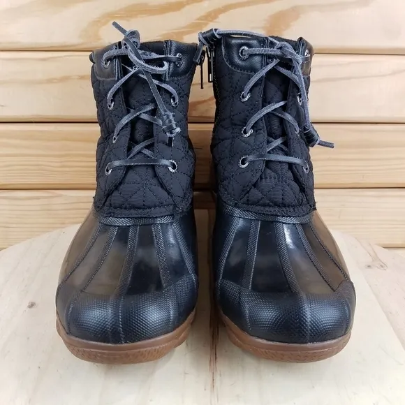 Sperry Duck Rain Boots Women's 7M Black Syren Gulf Quilted Waterproof STS85251