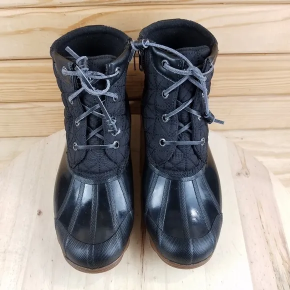 Sperry Duck Rain Boots Women's 7M Black Syren Gulf Quilted Waterproof STS85251