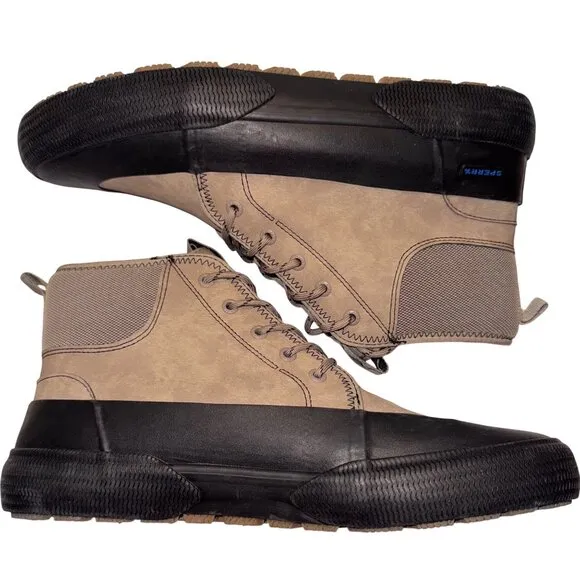Sperry Mens Size 11.5 Halyard Storm Winterized Rain Boots Beige &amp; Black Sneakers