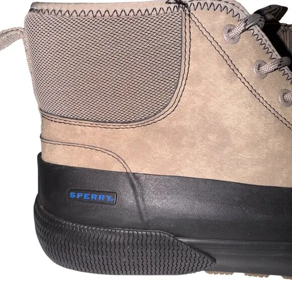 Sperry Mens Size 11.5 Halyard Storm Winterized Rain Boots Beige &amp; Black Sneakers