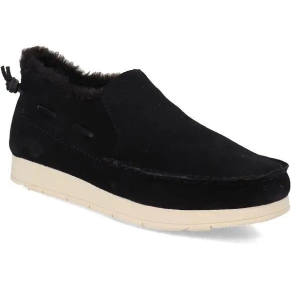 SPERRY Moc-Sider Black Suede Moccasin Faux Fur Lining Men Loafers Comfort 12 NWT