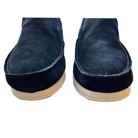 SPERRY Moc-Sider Black Suede Moccasin Faux Fur Lining Men Loafers Comfort 12 NWT