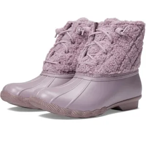 SPERRY Quilted Saltwater Sherpa Duck Boot Wool Waterproof Snow Sz 7.5 Lavender