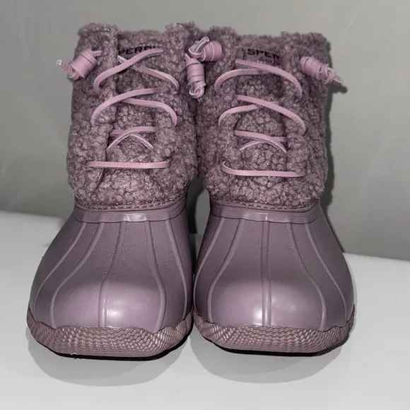 SPERRY Quilted Saltwater Sherpa Duck Boot Wool Waterproof Snow Sz 7.5 Lavender
