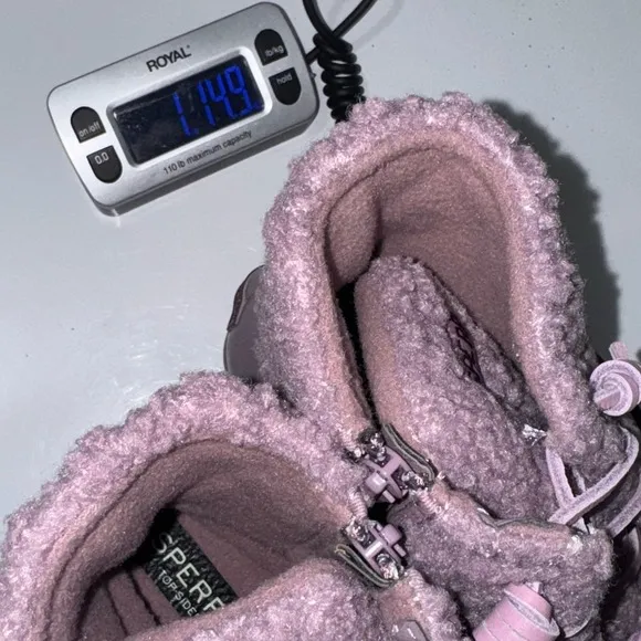 SPERRY Quilted Saltwater Sherpa Duck Boot Wool Waterproof Snow Sz 7.5 Lavender