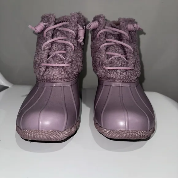 SPERRY Quilted Saltwater Sherpa Duck Boot Wool Waterproof Snow Sz 7.5 Lavender