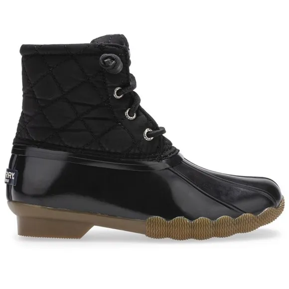 Sperry Saltwater Nylon Quilted Duck Boot Waterproof Lace-Up Rain boot Size 1M