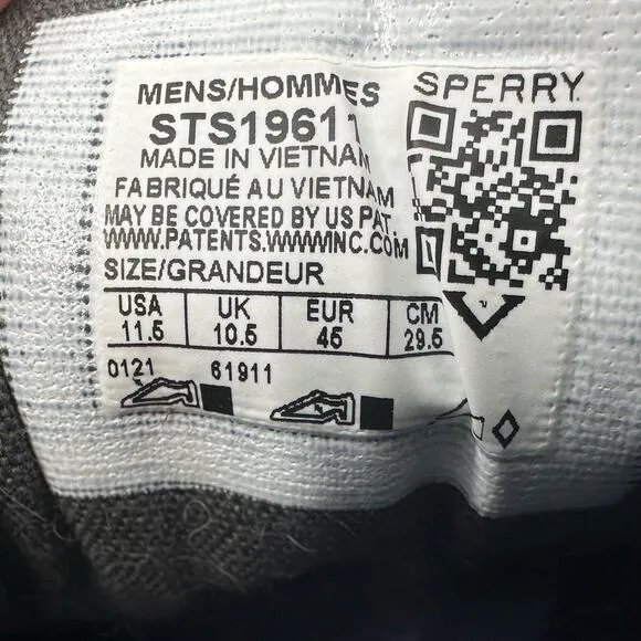 Sperry Striper II CVO Canvas Sneakers Lace Up Black Mens Size US11.5 UK10.5 EU45