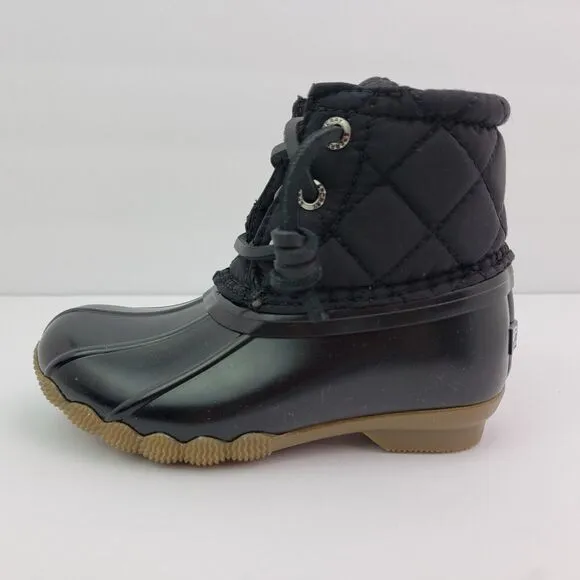 Sperry Top Sider Saltwater Toddler Size 6 Black Quilted Waterproof Duck Boots