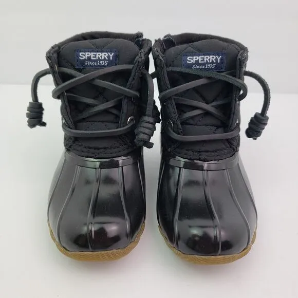 Sperry Top Sider Saltwater Toddler Size 7 Black Quilted Waterproof Duck Boots