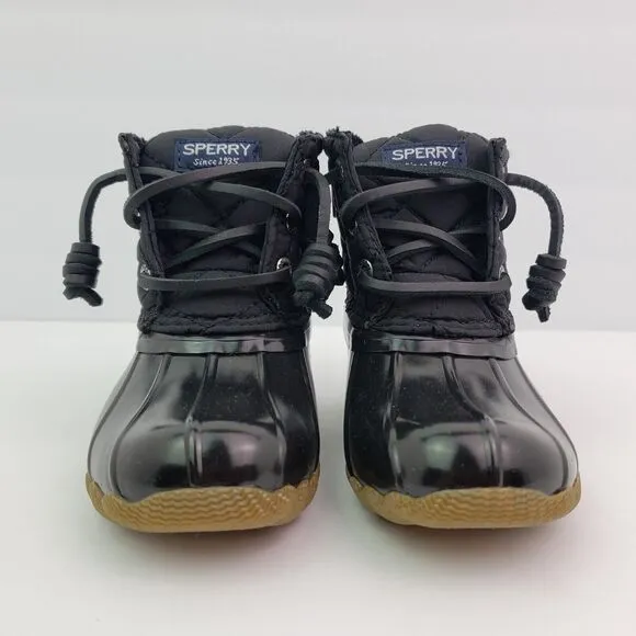 Sperry Top Sider Saltwater Toddler Size 7 Black Quilted Waterproof Duck Boots
