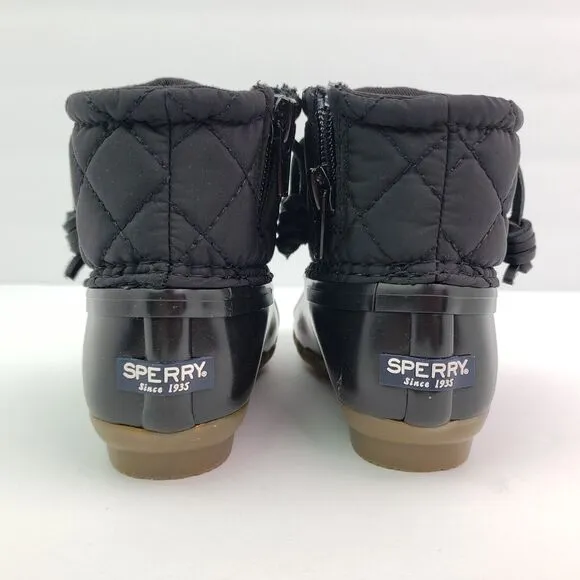 Sperry Top Sider Saltwater Toddler Size 9 Black Quilted Waterproof Duck Boots
