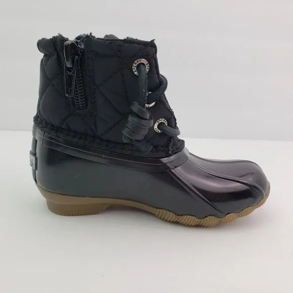 Sperry Top Sider Saltwater Toddler Size 9 Black Quilted Waterproof Duck Boots