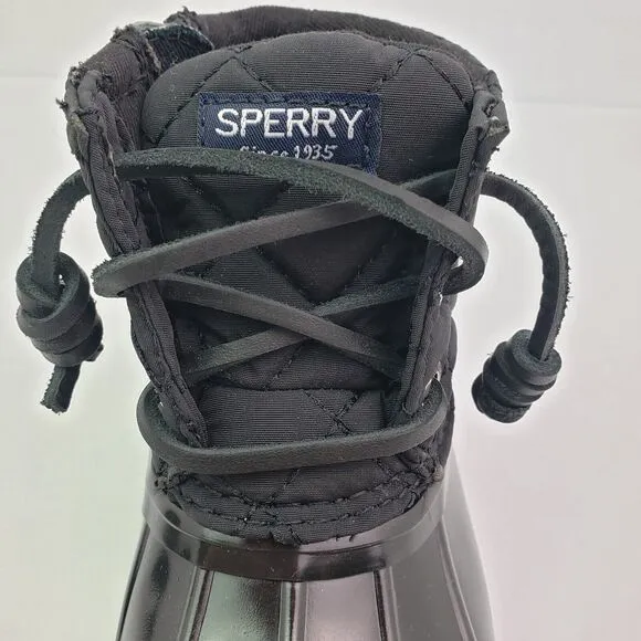 Sperry Top Sider Saltwater Toddler Size 9 Black Quilted Waterproof Duck Boots