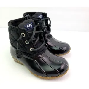 Sperry Top Sider Saltwater Toddler Size 9 Black Quilted Waterproof Duck Boots