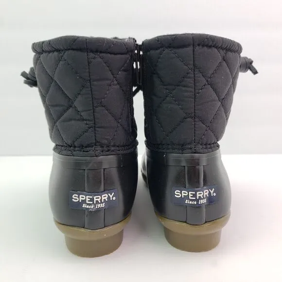 Sperry Top Sider Saltwater Youth Size 1Y Black Quilted Waterproof Duck Boots