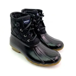 Sperry Top Sider Saltwater Youth Size 1Y Black Quilted Waterproof Duck Boots