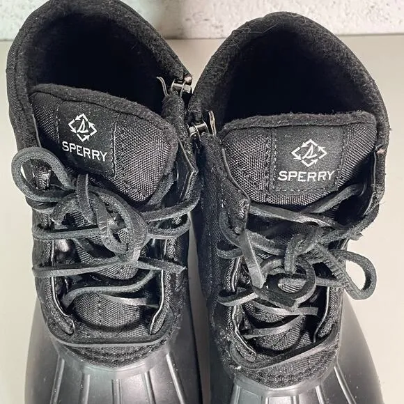 Sperry® woman's Saltwater Seacycled™ Duck Boots black 6.5