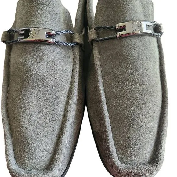 Stacy Adams Suede Loafers Mens 11.5 Neville Moc Toe Bit Loafer Gray Leather