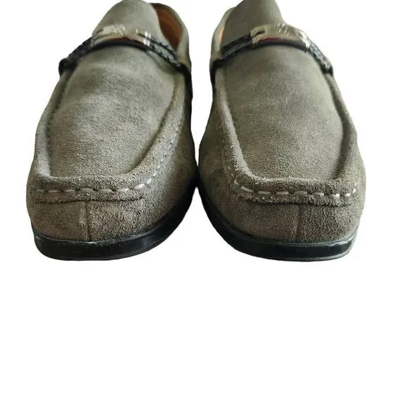 Stacy Adams Suede Loafers Mens 11.5 Neville Moc Toe Bit Loafer Gray Leather