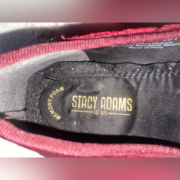 Stacy Adams Valet Slip On Bit Loafers Burgundy Velvet Quilted Quiet Luxury