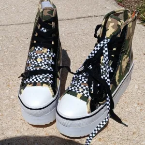 Steve Madden Green and Black Sneakers with Polka Dot Design