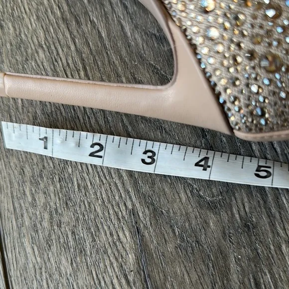 Steve Madden heeled booties size 6 tan colored rhinestone ankle belt