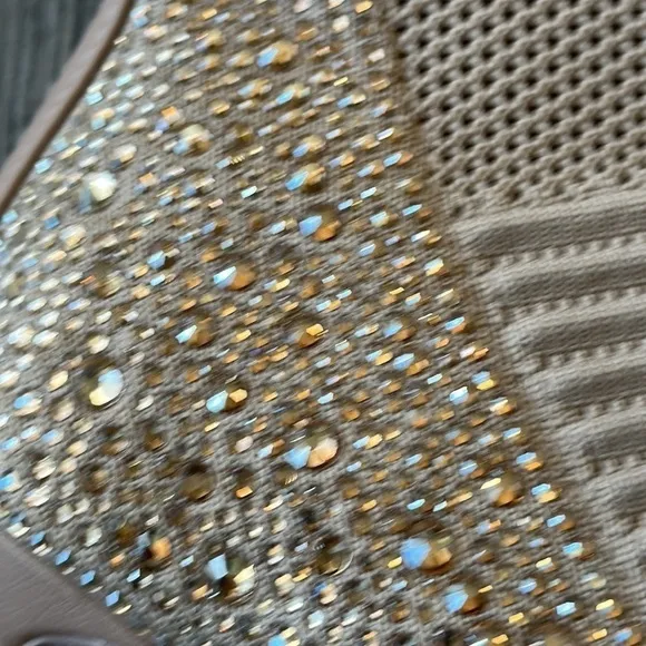 Steve Madden heeled booties size 6 tan colored rhinestone ankle belt