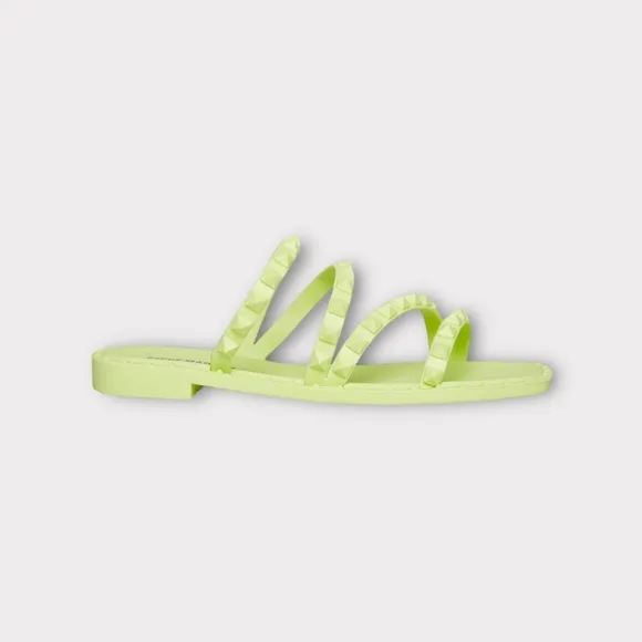 Steve Madden Skyler-J Lime Pyramid Studded Slides