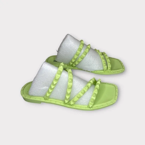 Steve Madden Skyler-J Lime Pyramid Studded Slides