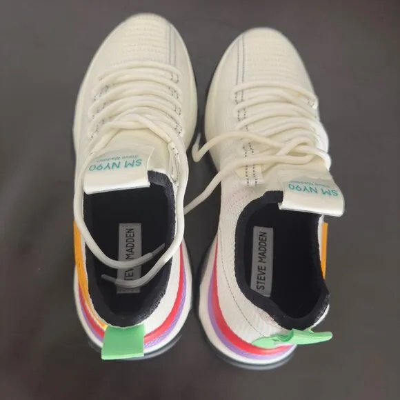 Steve Madden SM NY90 Sneakers Athletic Casual White Multicolor size 9