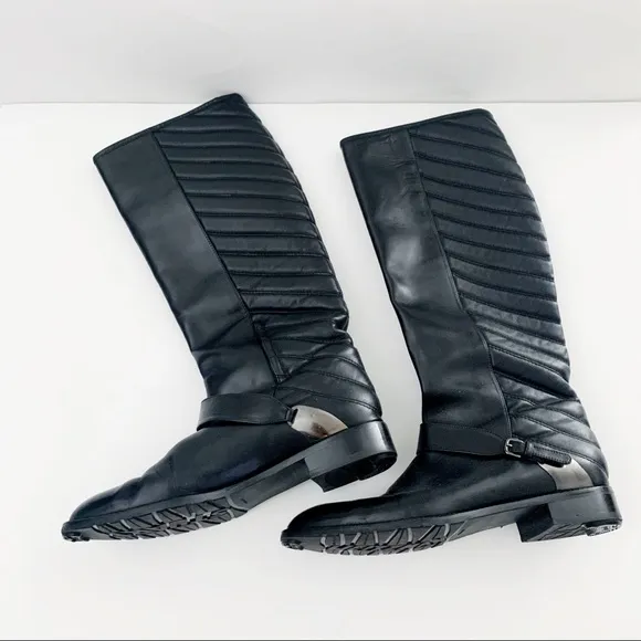Stuart Weitzman Pointed Toe Flat Boots - Raceway Quilt Back